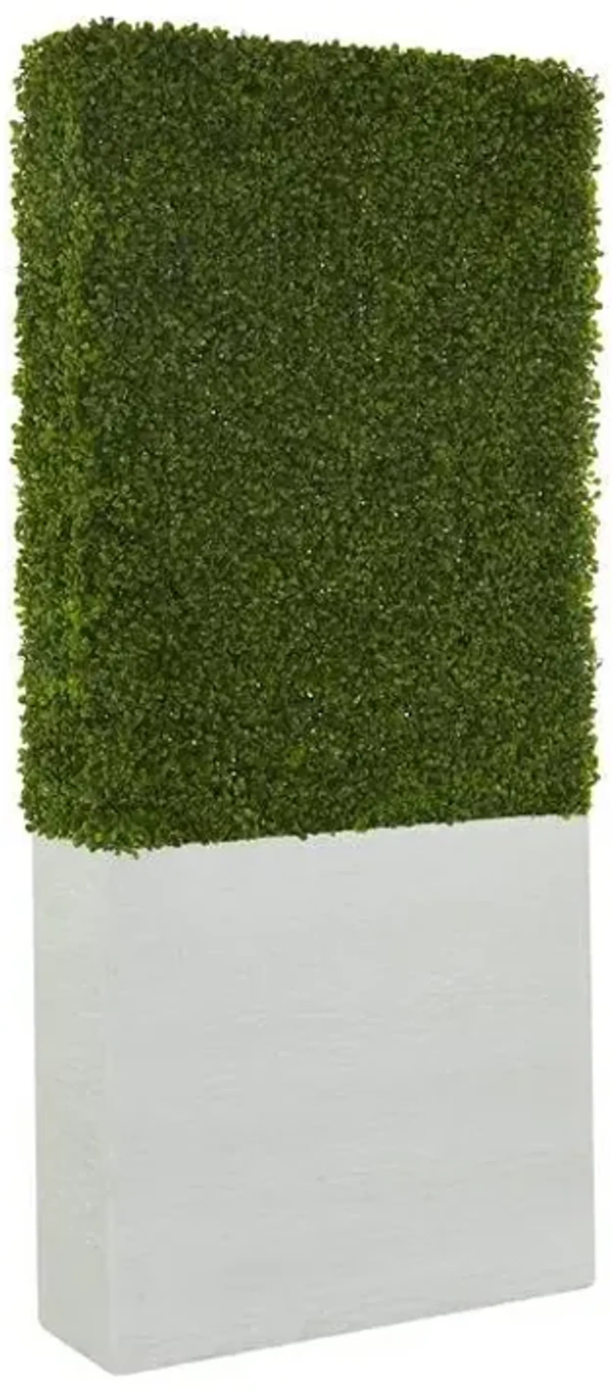 UMA Home Decor Tall Green Faux Boxwood Hedge Topiary with White Fiberglass Planter