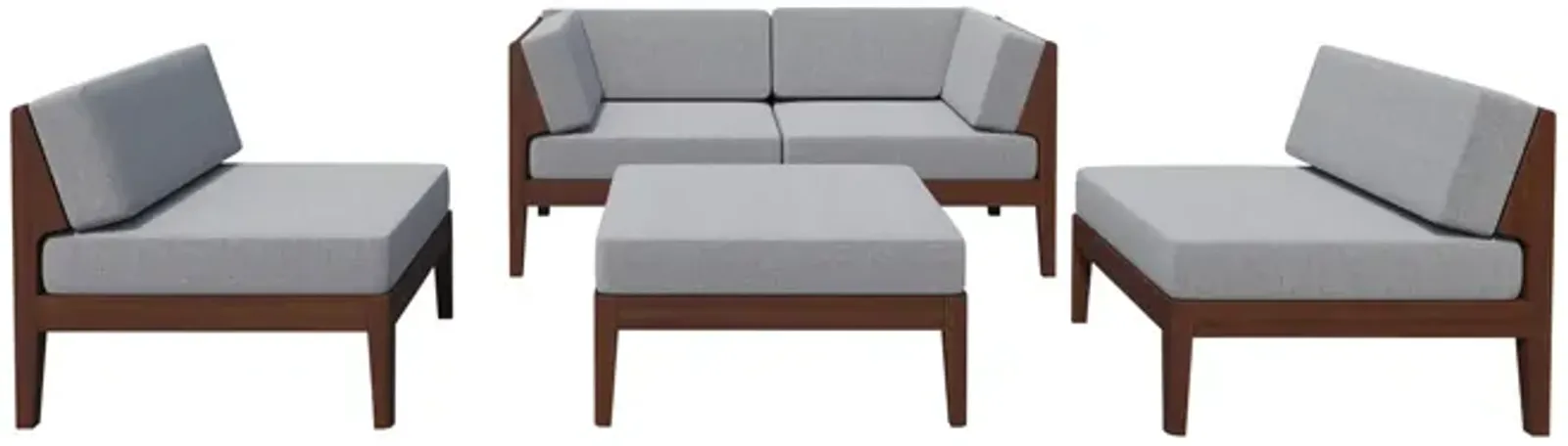 Linon Summerlyn Outdoor Sectional Walnut 4-Piece Set