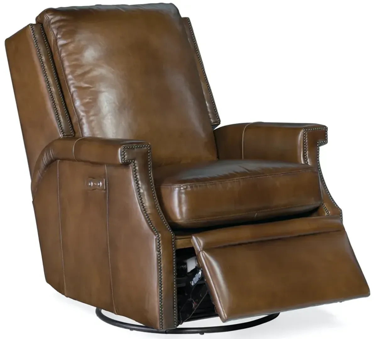 Hooker Furniture Collin Leather Power Swivel Glider Recliner Chair