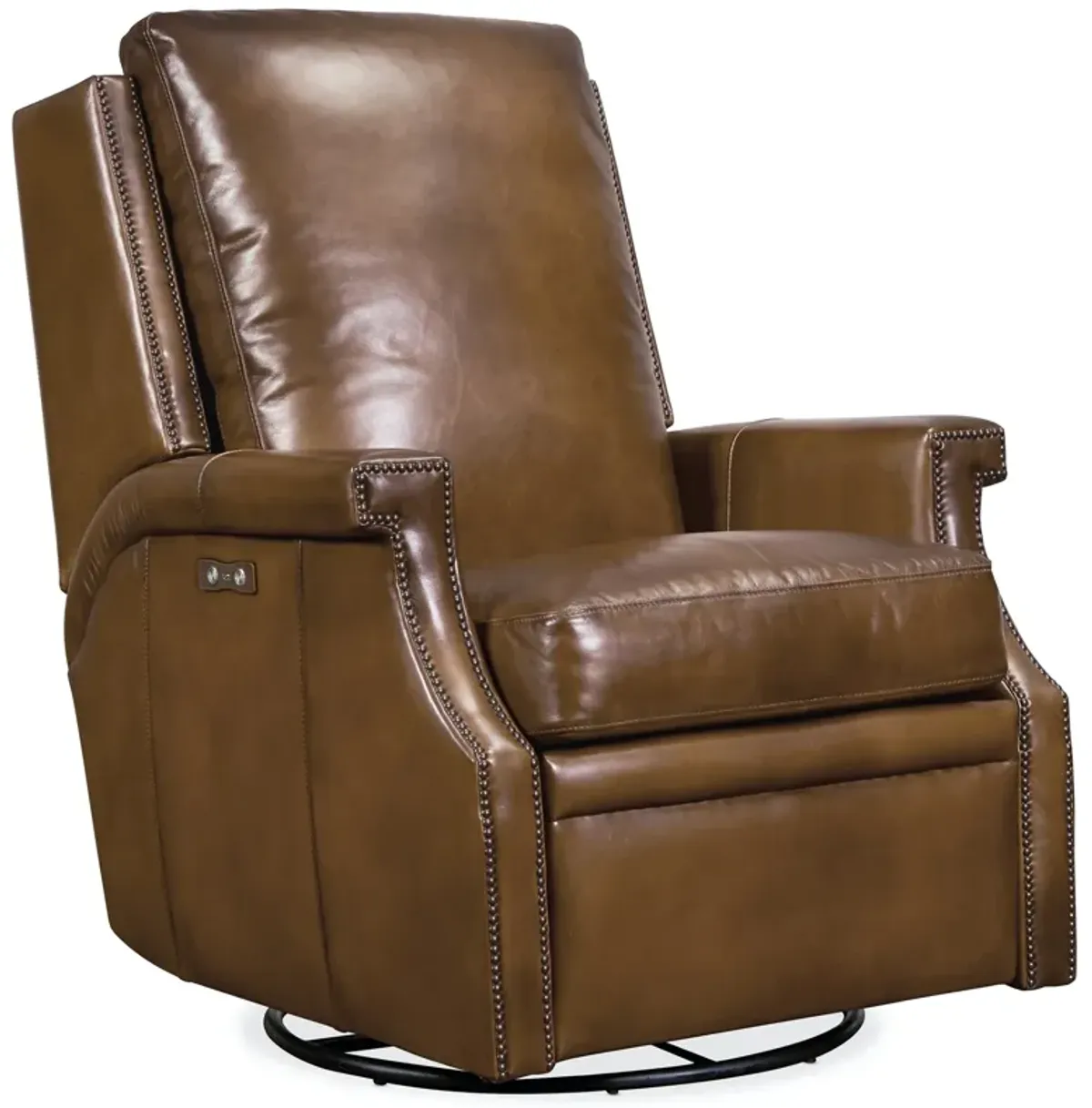 Hooker Furniture Collin Leather Power Swivel Glider Recliner Chair