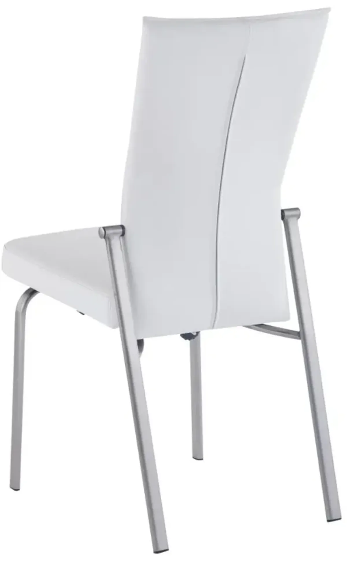 Chintaly Molly White Contemporary Motion-Back Side Chair with Brushed Steel Frame