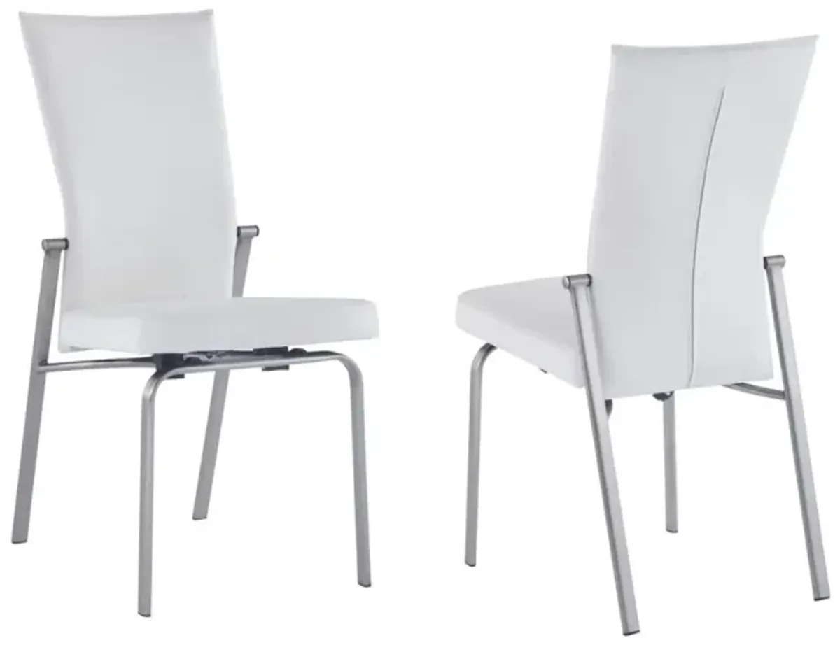 Chintaly Molly White Contemporary Motion-Back Side Chair with Brushed Steel Frame