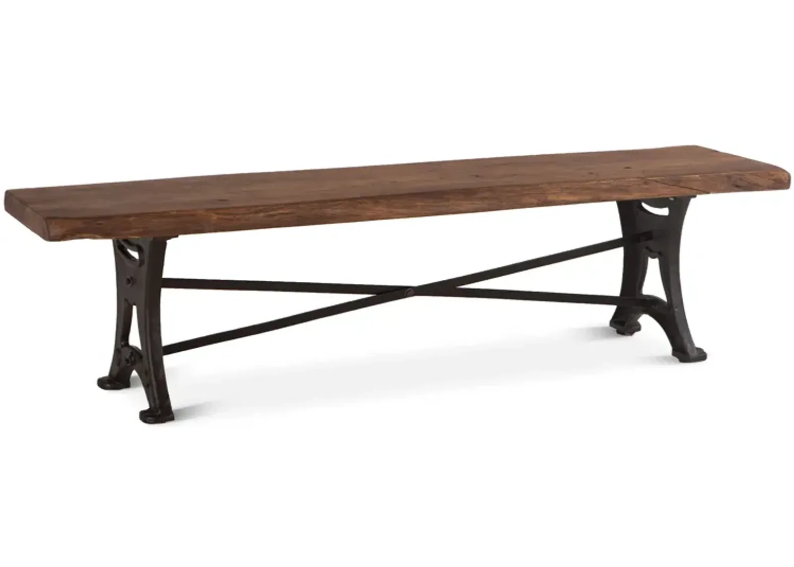 Home Trends Design Organic Forge 70-Inch Live Edge Dining Bench with Antique Zinc Base