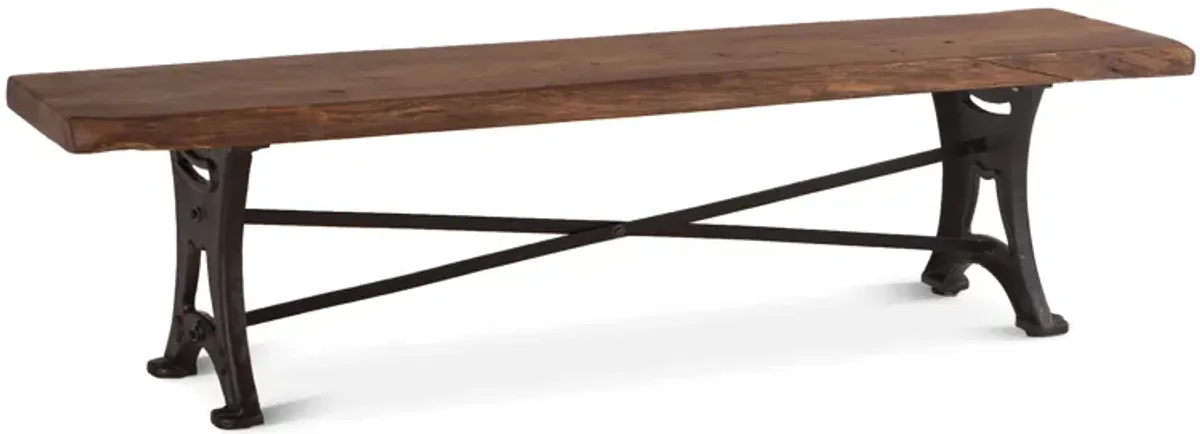 Home Trends Design Organic Forge 70-Inch Live Edge Dining Bench with Antique Zinc Base