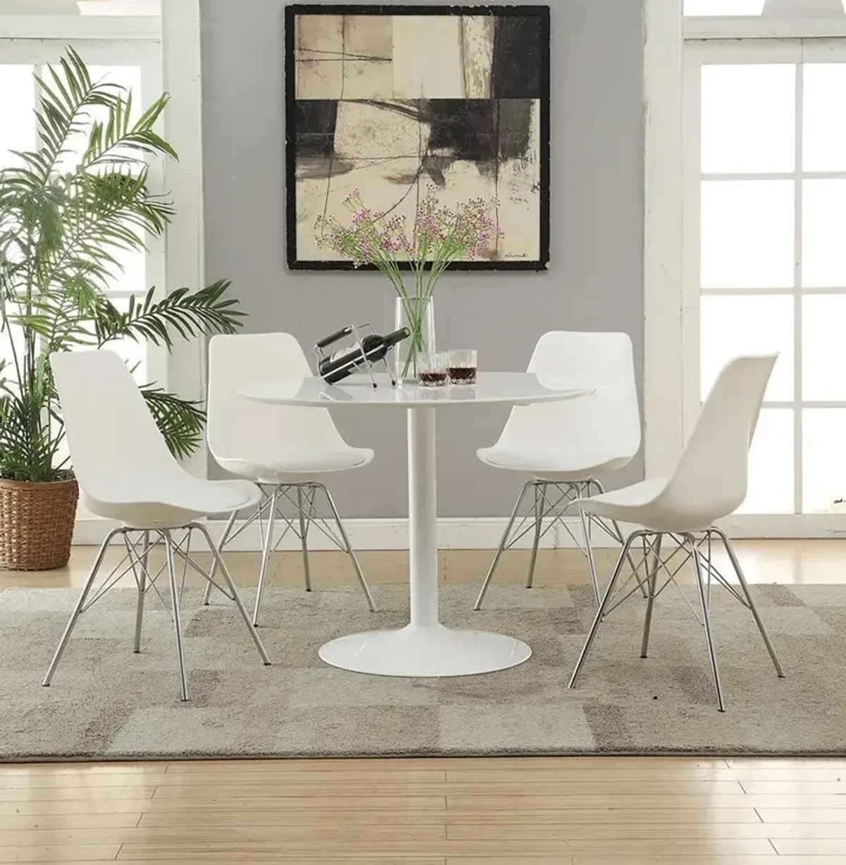 Coaster Lowry Round 40 Inch Wood Top Dining Table White