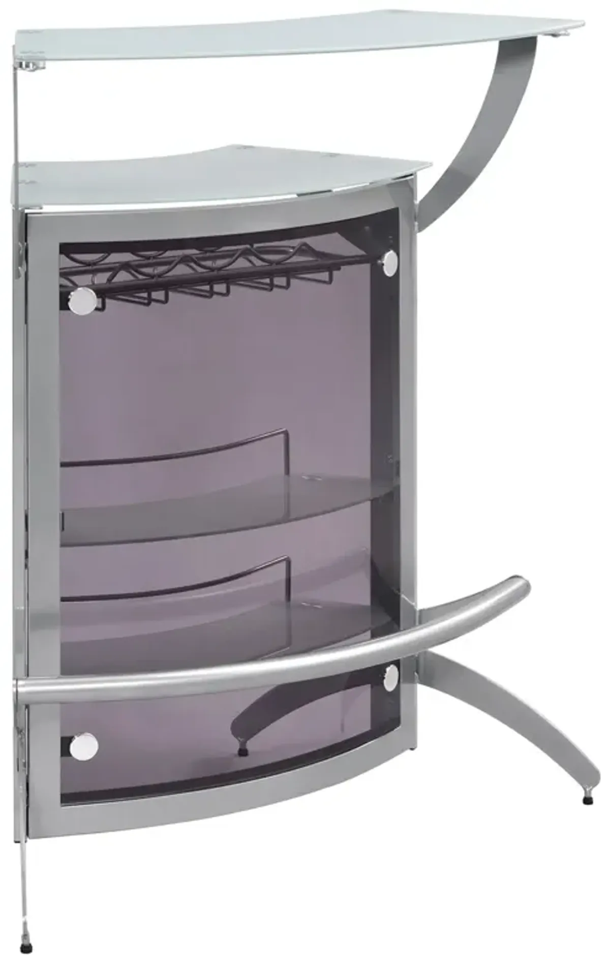 Coaster Dallas 2-Shelf Curved Freestanding Home Bar Cabinet Silver