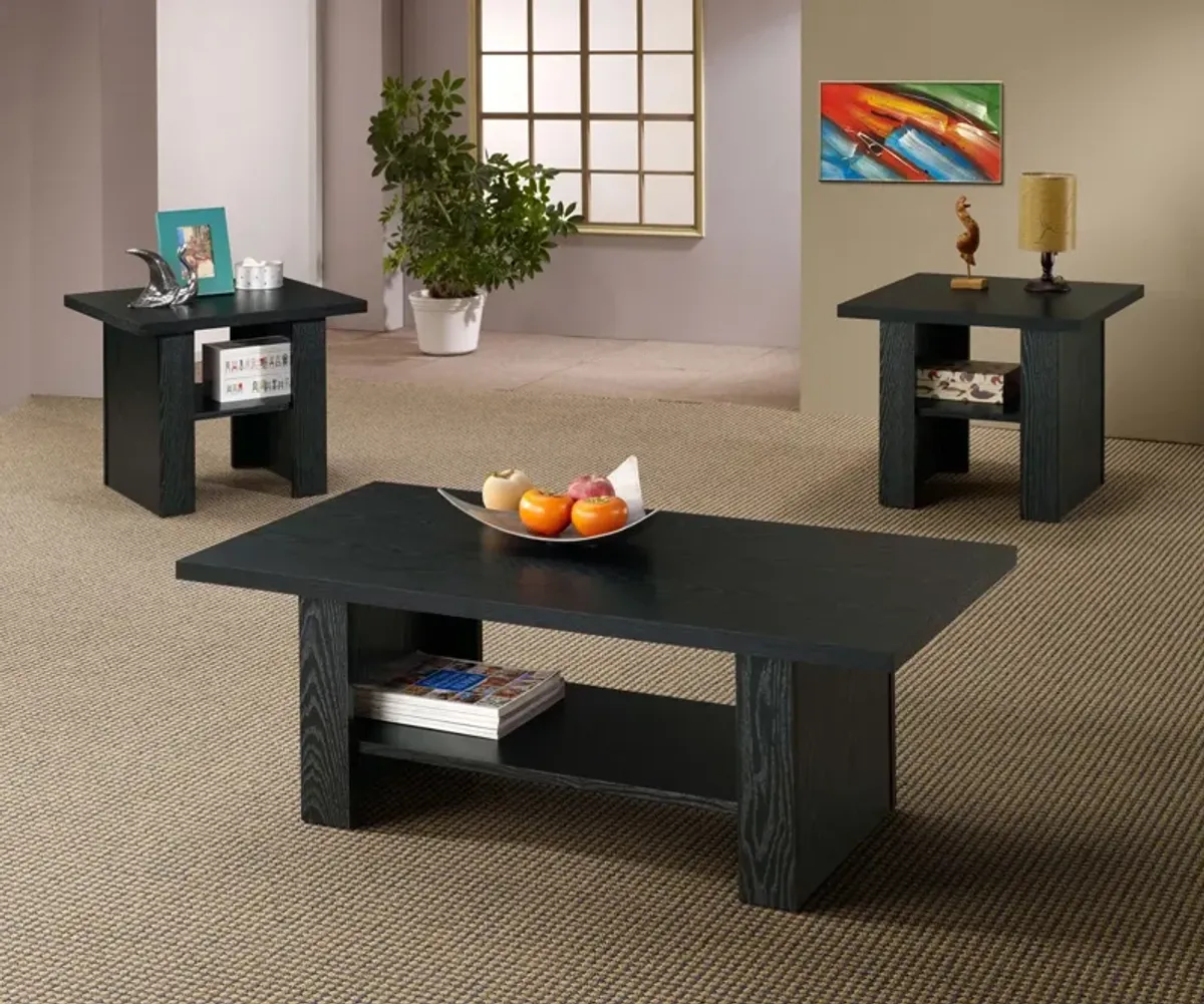 Coaster Rodez 3-Piece Engineered Wood Coffee Table Set Black Oak