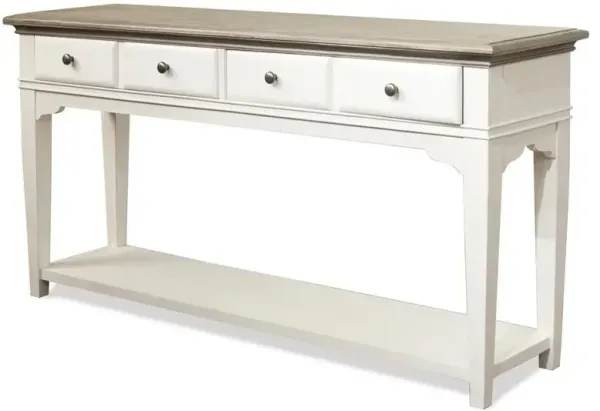 Riverside Myra Natural & Paperwhite Storage Sofa Table