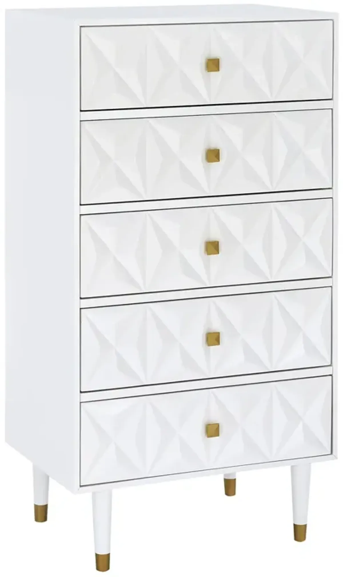 Linon Geo Dresser White 5-Drawer Chest