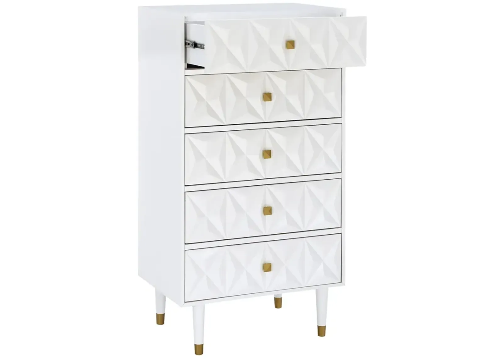 Linon Geo Dresser White 5-Drawer Chest