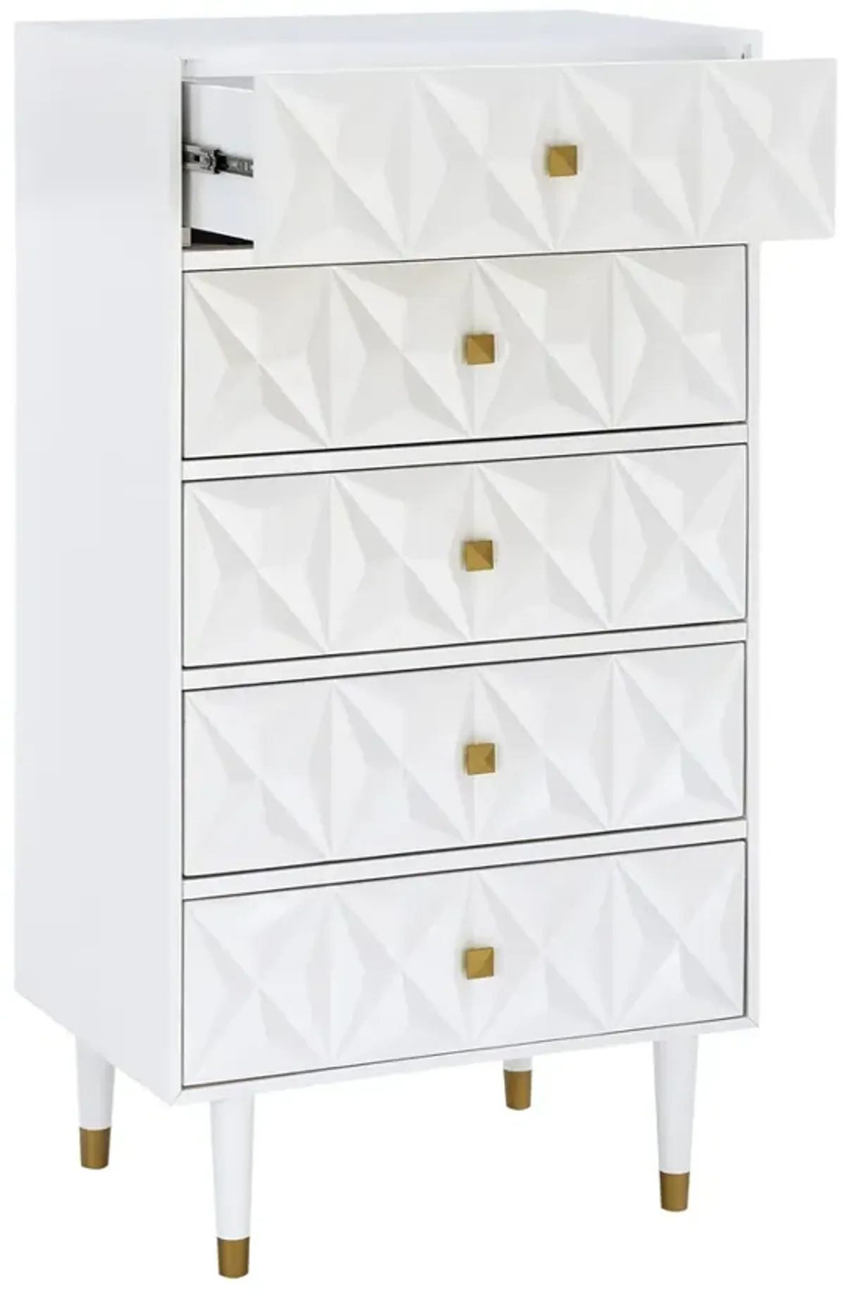 Linon Geo Dresser White 5-Drawer Chest