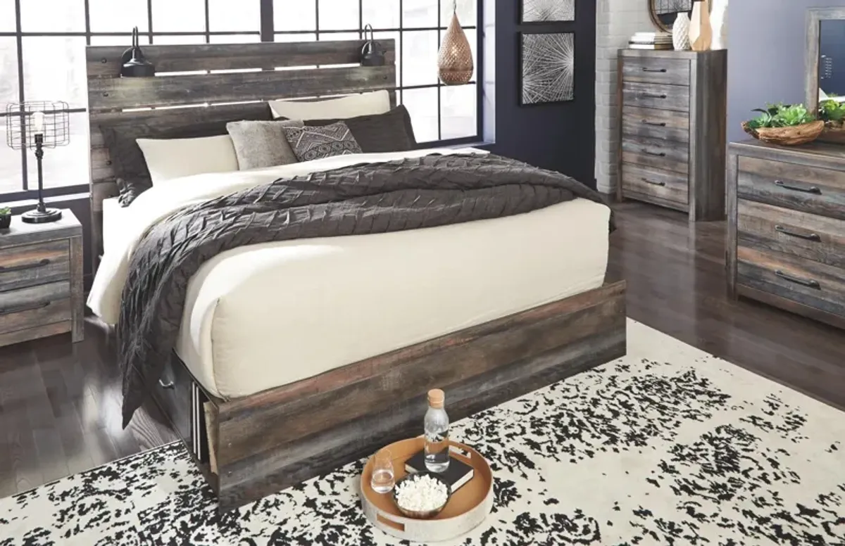 Ashley Drystan Brown King Panel Storage Bed with 4 Storage Drawers