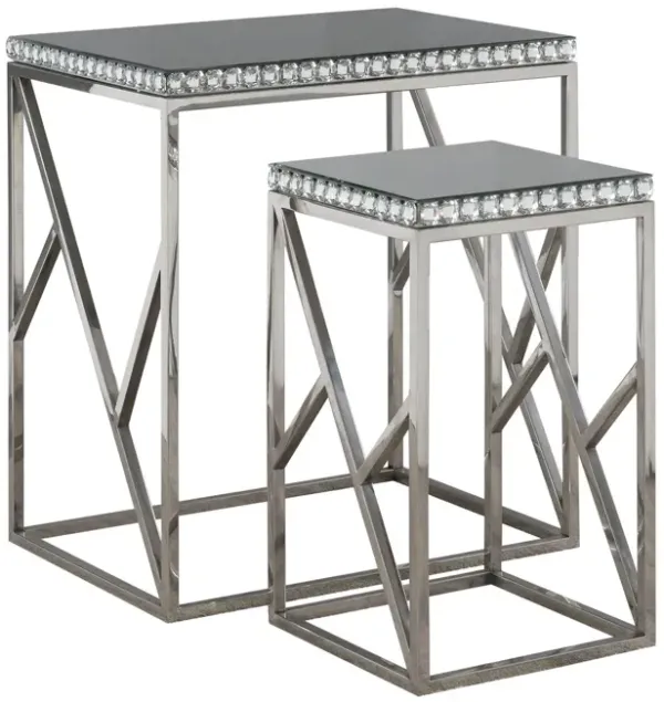 Coaster Betsy 2-Piece Mirrored Stainless Steel Nesting Tables Silver