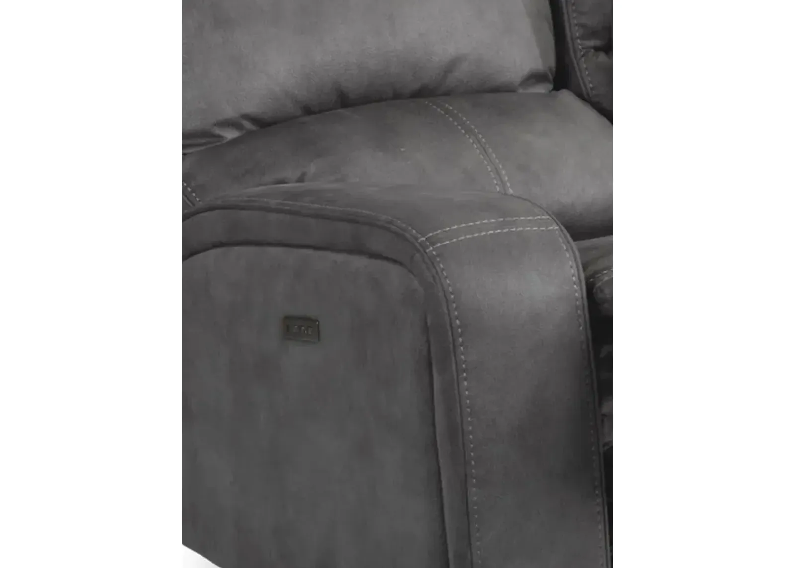 Flexsteel Nirvana Grey Power Reclining Loveseat with Console & Power Headrests