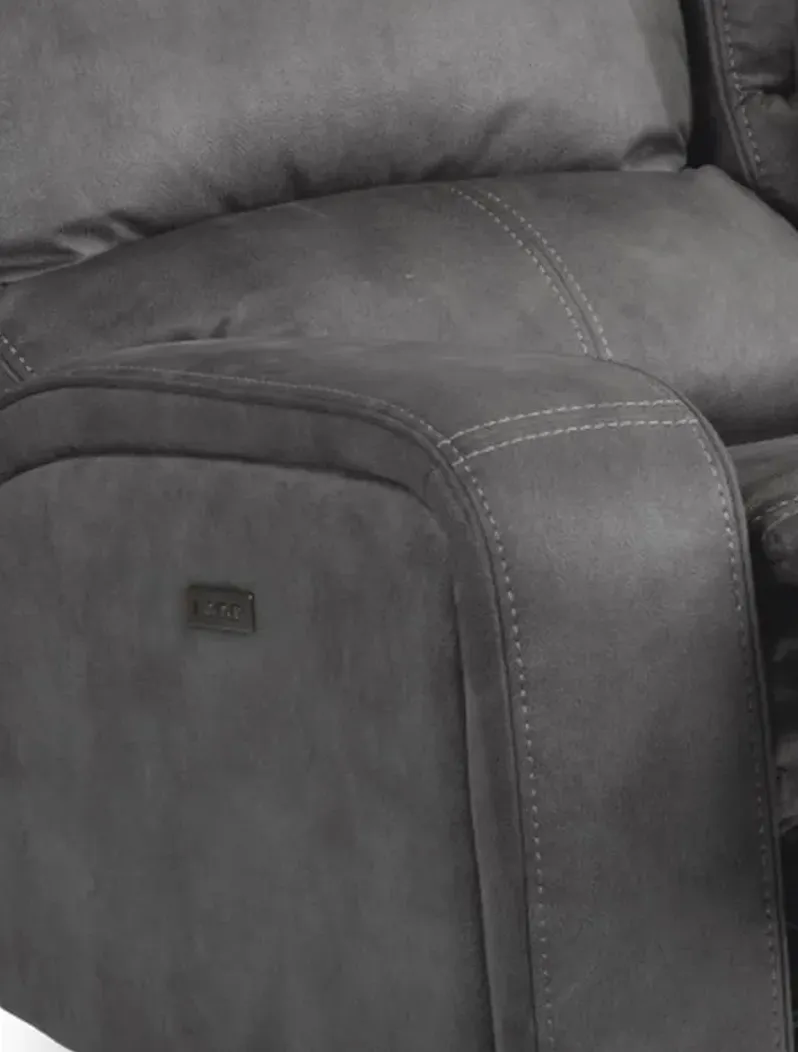 NIRVANA GREY POWER RECLINING LOVESEAT WITH CONSOLE AND POWER HEADRESTS