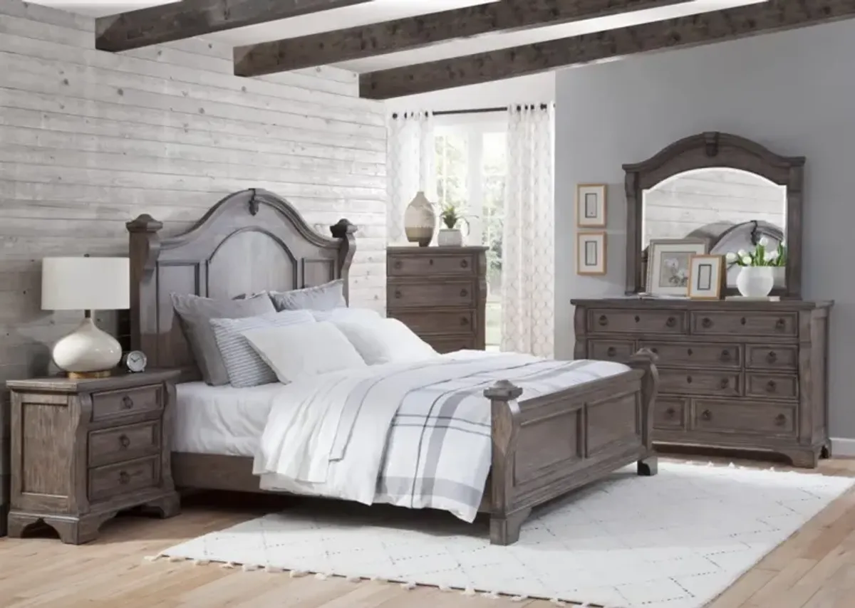 American Woodcrafters Heirloom Complete Poster Bed with Footboard in Rustic Charcoal