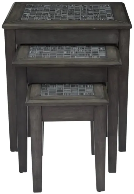 GREY MOSAIC NESTING TABLES - SET OF 3 GREY