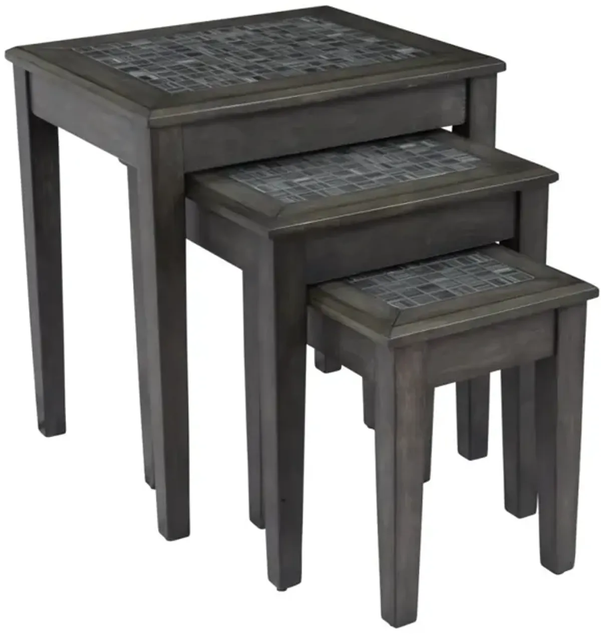 Jofran Grey Mosaic Nesting Tables Set of 3 Grey