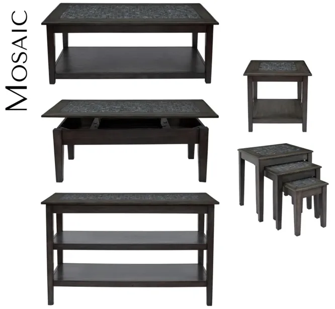 GREY MOSAIC NESTING TABLES - SET OF 3 GREY