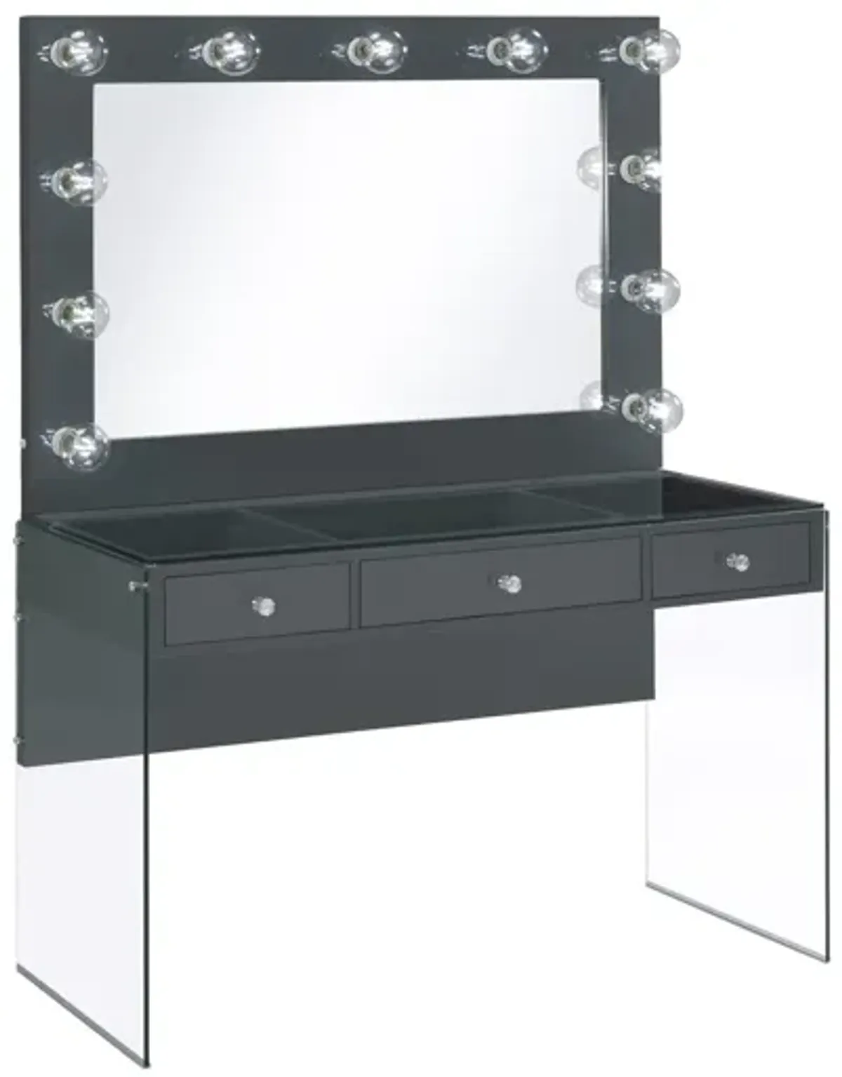 Coaster Afshan 3-Drawer Vanity Set with Lighting Grey High Gloss