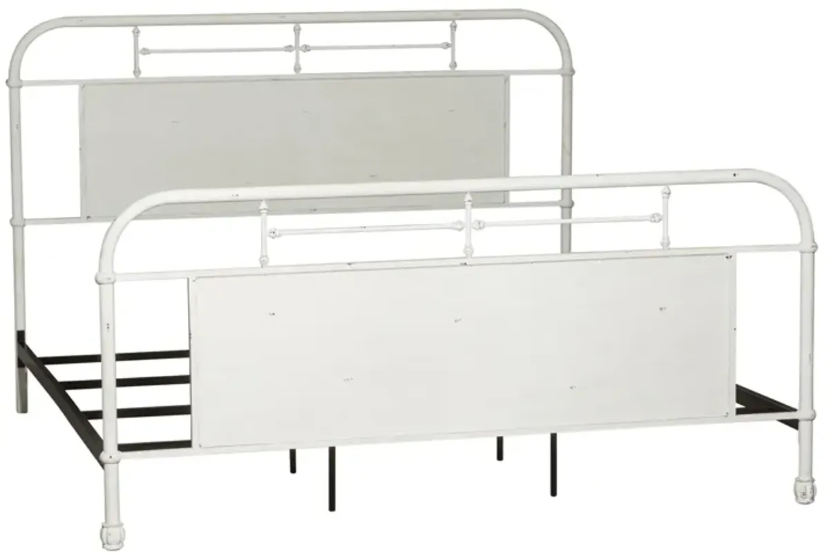 Liberty Furniture Vintage Antique White King Metal Bed