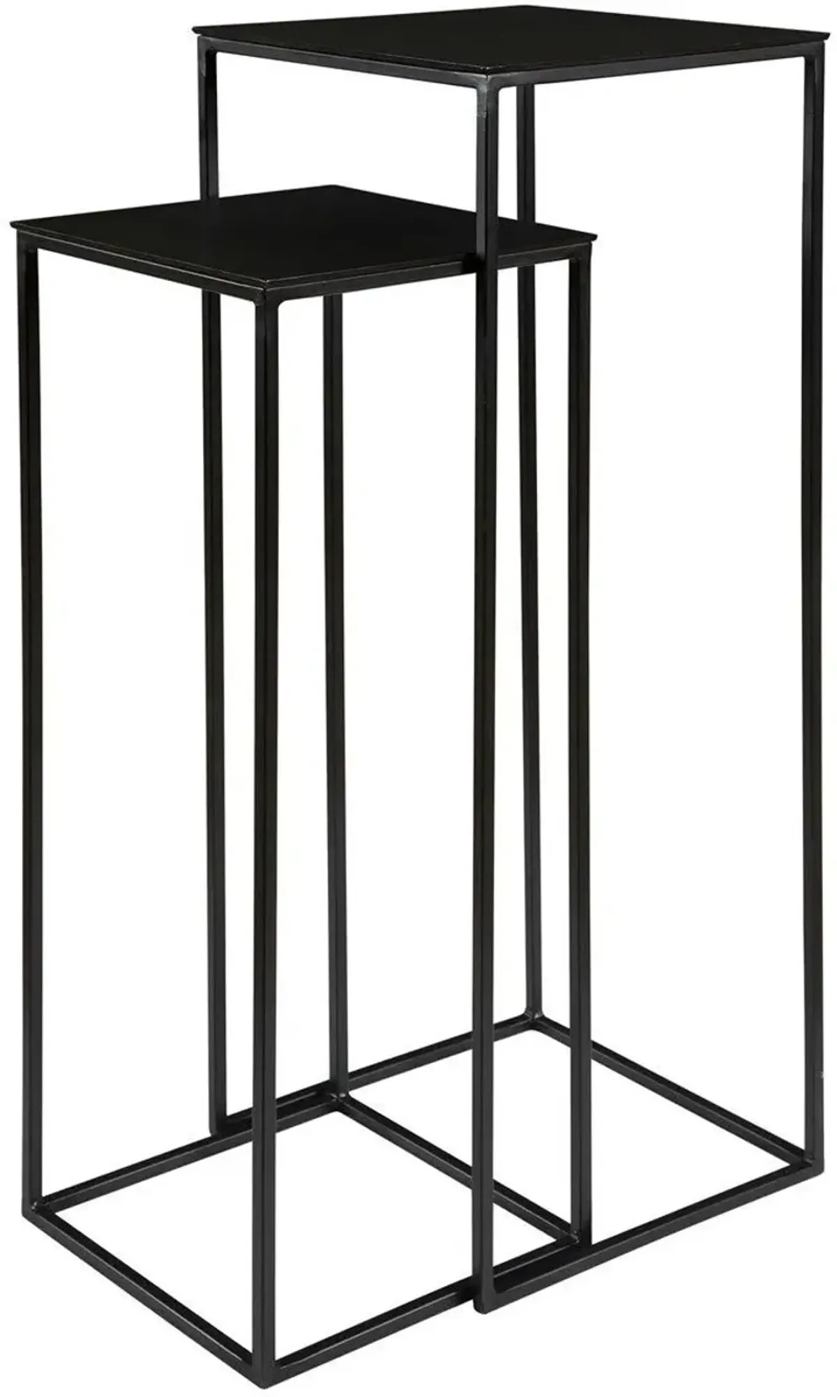 Uttermost Coreene 2-Piece Aged Black/Antique Bronze Nesting Pedestal Tables