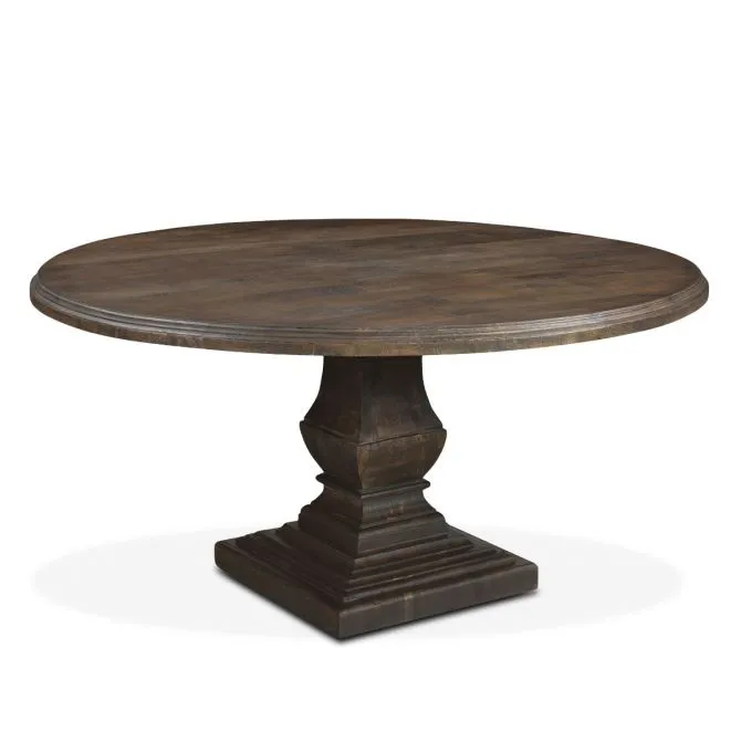 NIMES 60" ROUND WEATHERED MANGO DINING TABLE