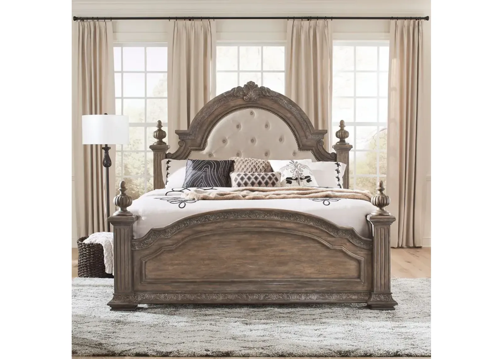 Liberty Furniture Carlisle Court Chestnut Upholstered Queen Poster Bed