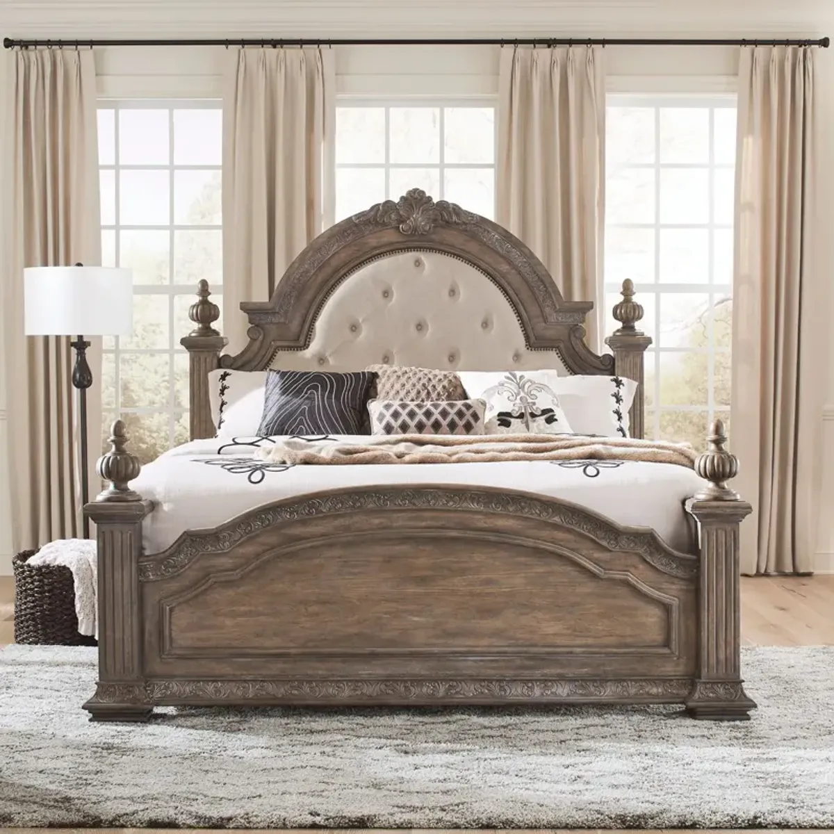 Liberty Furniture Carlisle Court Chestnut Upholstered Queen Poster Bed