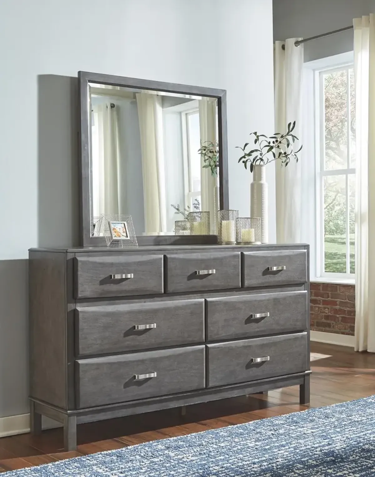 Ashley Caitbrook Gray Dresser & Mirror Set