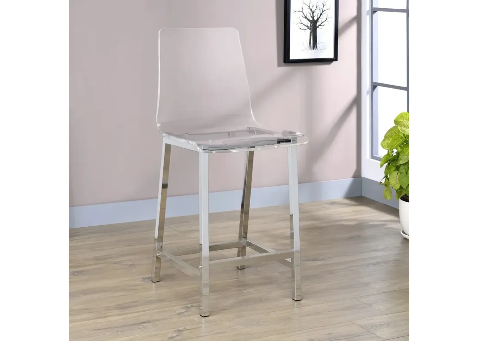 Juelia Clear Acrylic Counter Chair Chrome