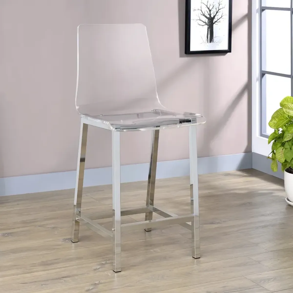 Juelia Clear Acrylic Counter Chair Chrome