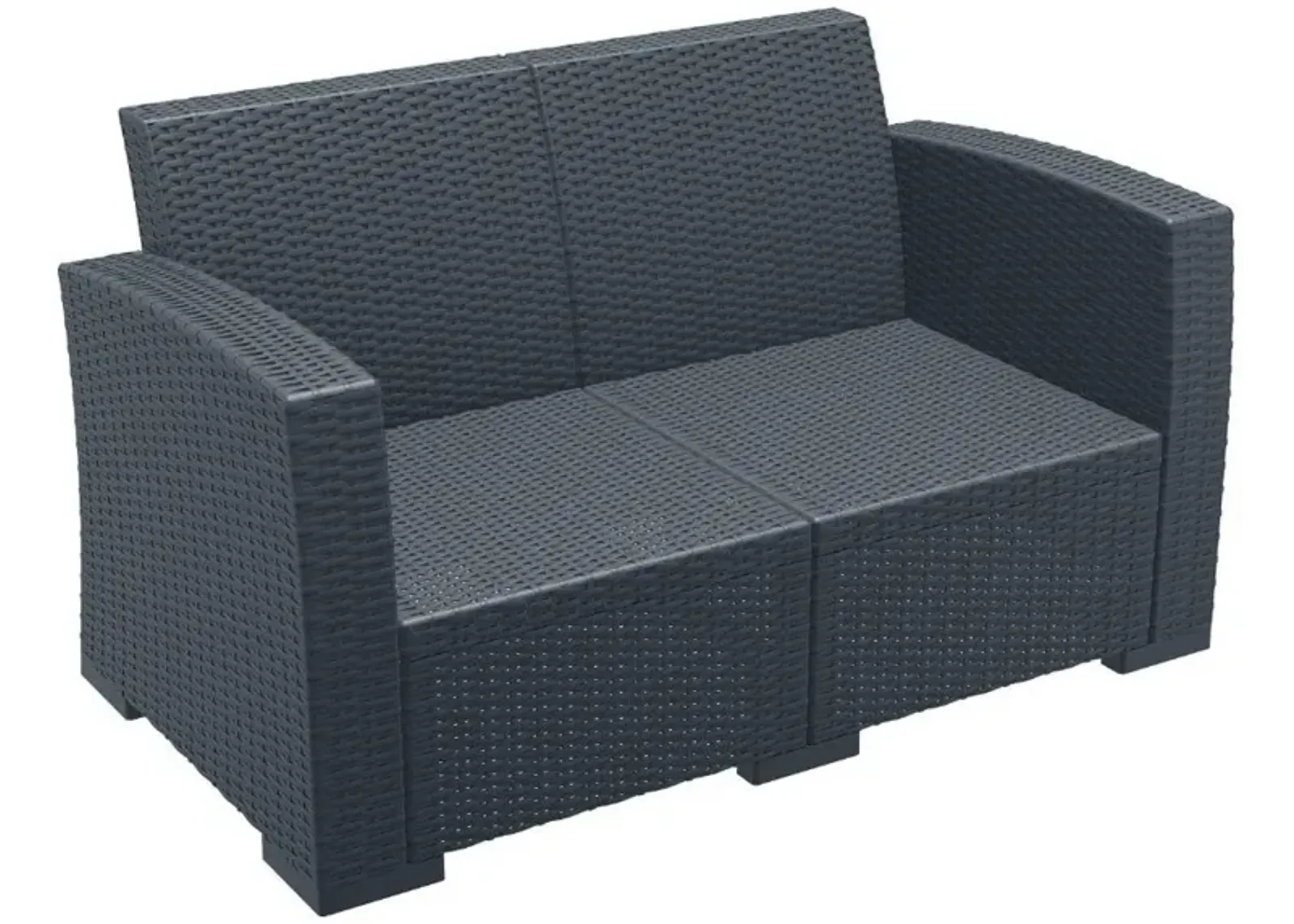 Compamia Monaco Resin Patio Loveseat Dark Gray with Sunbrella Natural Cushion