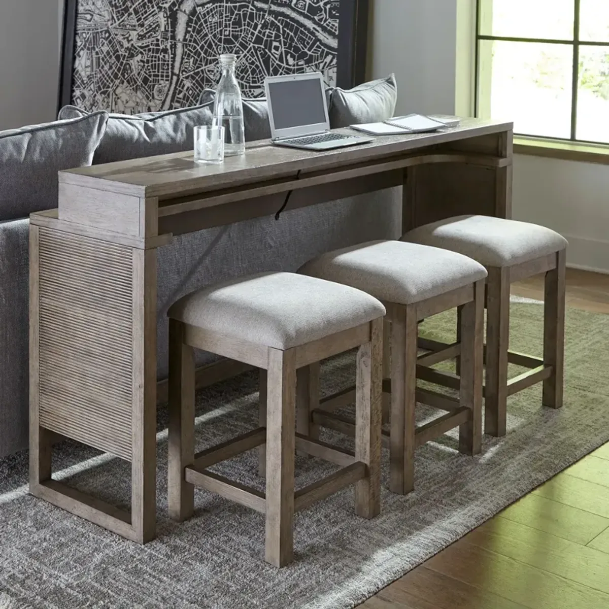 Liberty Furniture Bartlett Field 4-Piece Dusty Taupe Bar Table & Stool Set