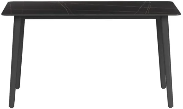 Chintaly Hannah 32 Inch X 55 Inch Marbleized Sintered Stone Top Dining Table & 4-Legged Steel Base