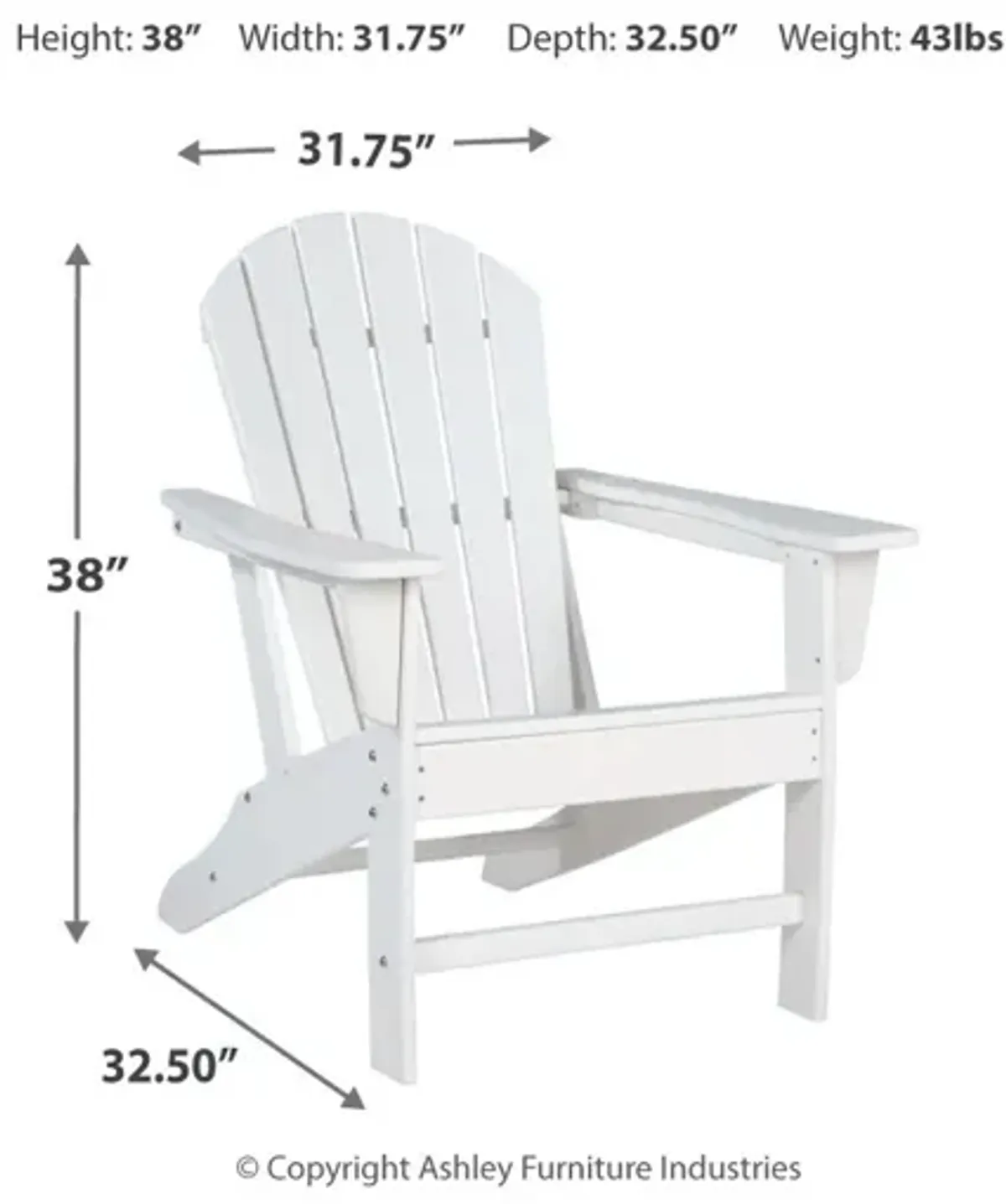 Sundown Treasure Adirondack Chair White Signature Design