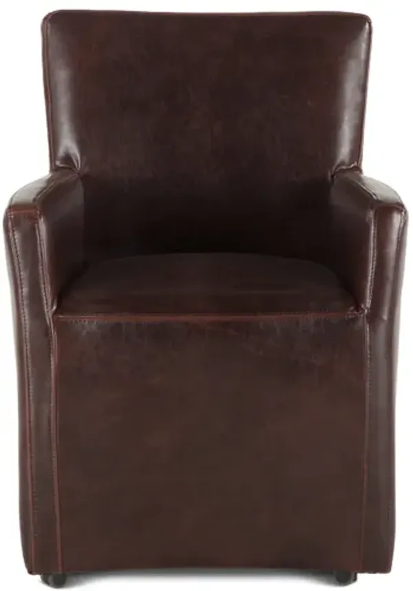 Home Trends Design Grosvenor Brown Leather Wheeled Armchair