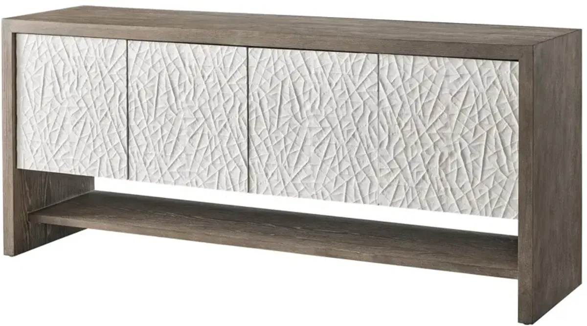 Universal San Roque Shattered Earth/Weathered Oak Console Table