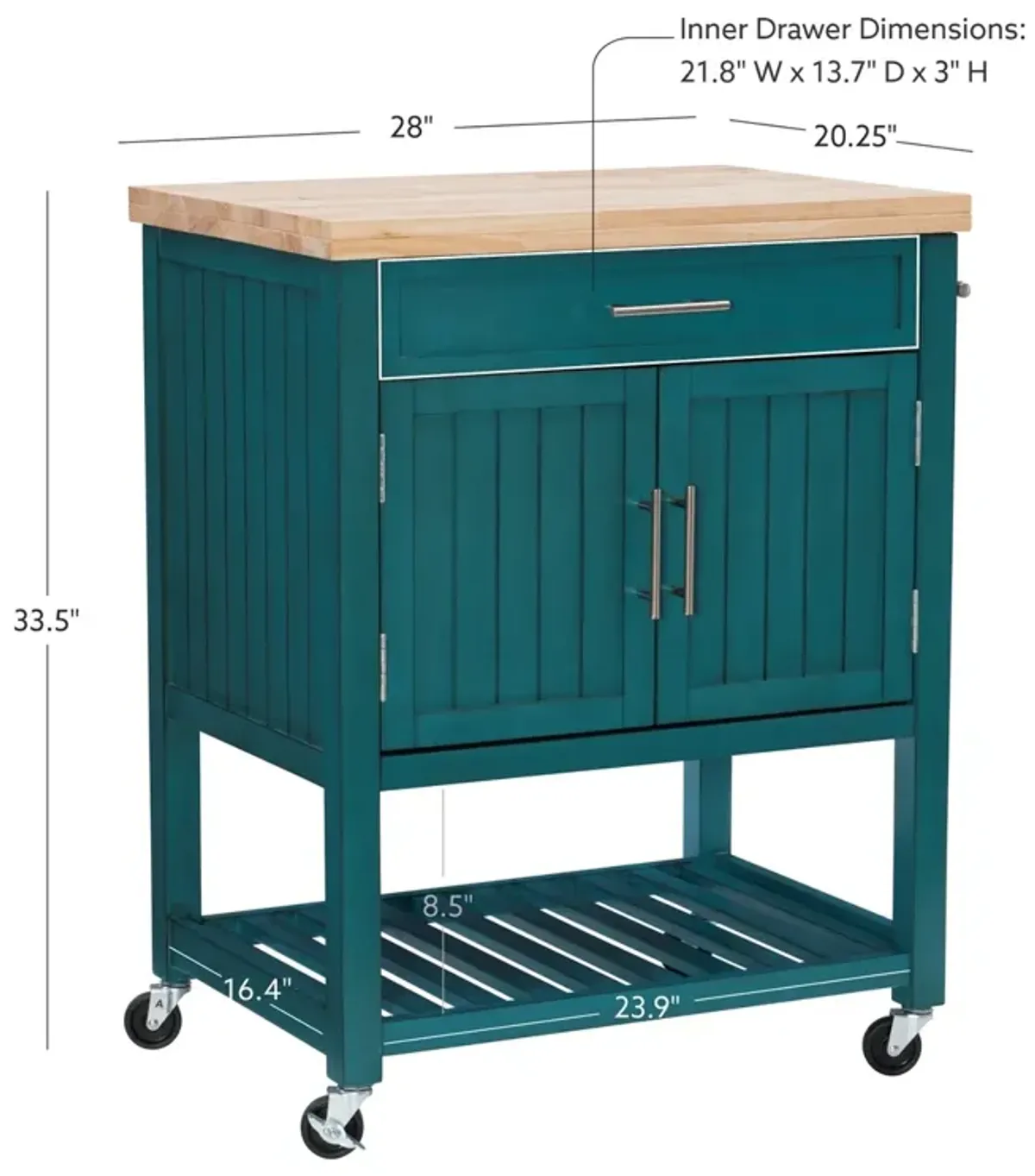 Powell Conrad Teal Kitchen Cart