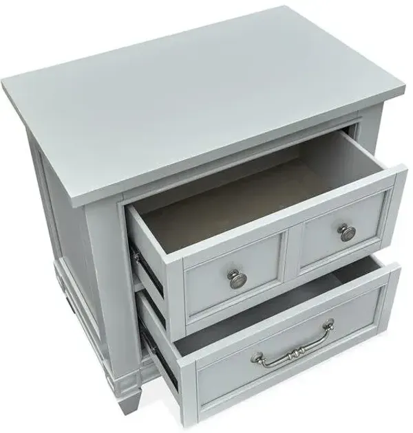 Magnussen Glenbrook Wooden Pebble Finish 2-Drawer Nightstand No Touch Lighting Control