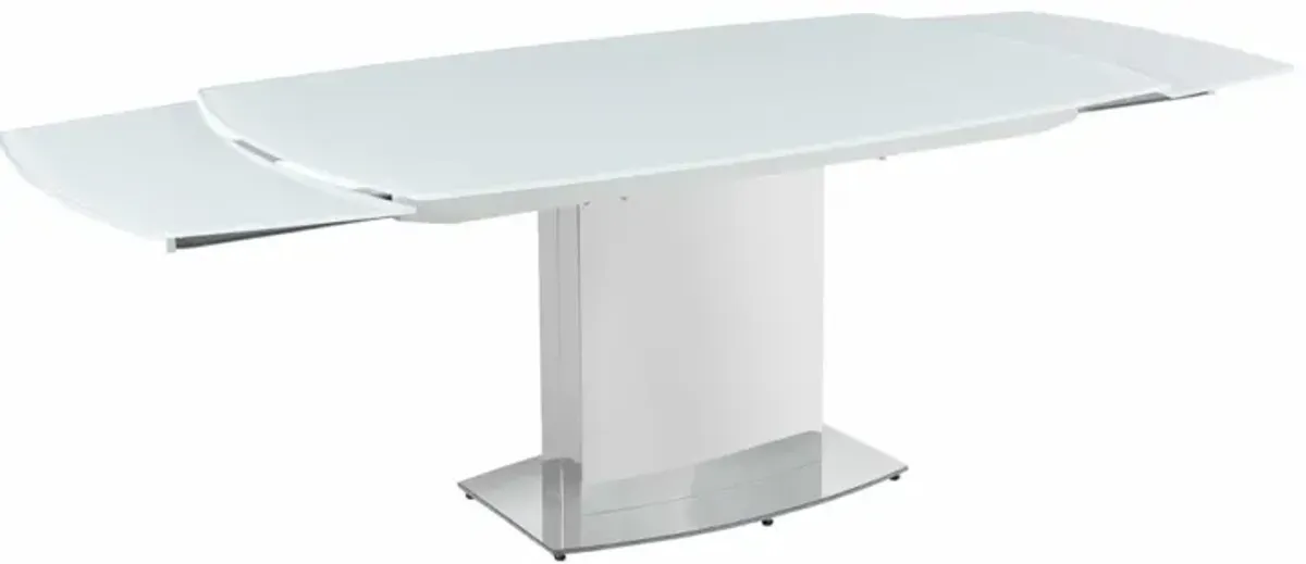 Chintaly Mavis White Contemporary Extendable White Glass Dining Table