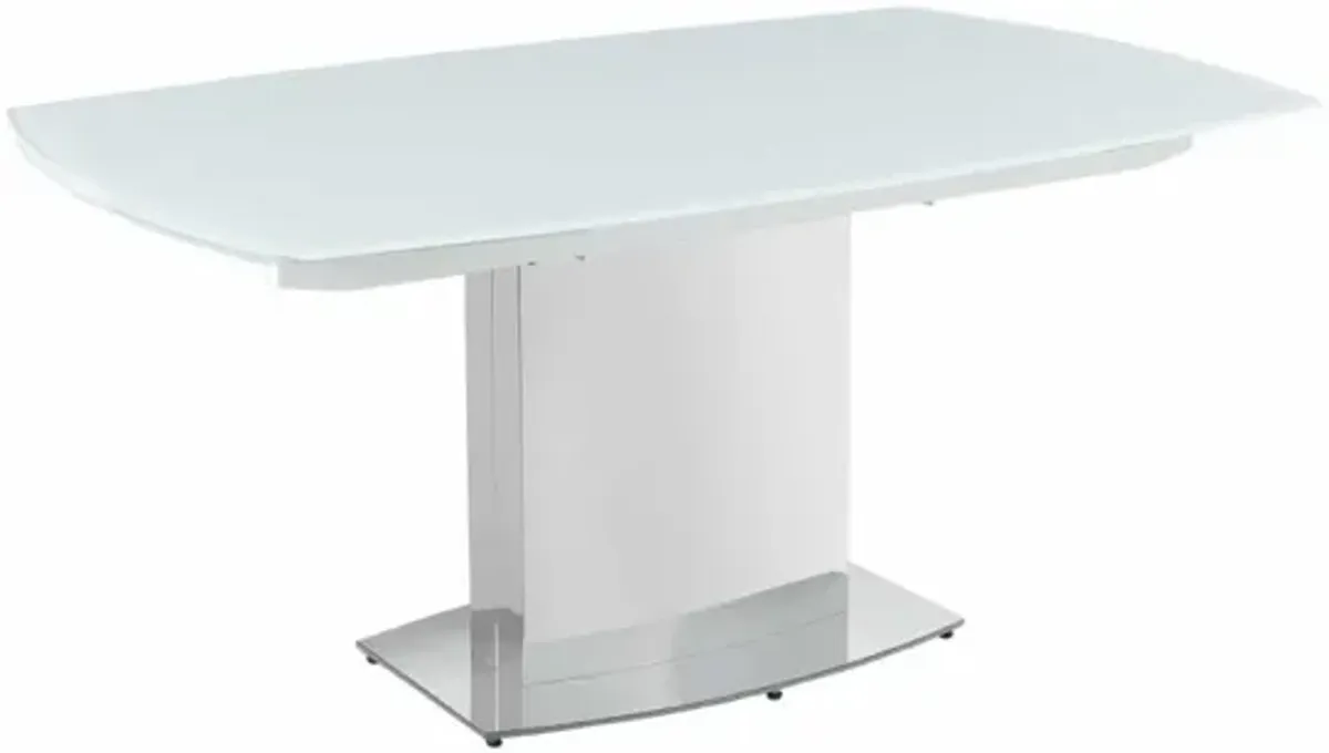 Chintaly Mavis White Contemporary Extendable White Glass Dining Table