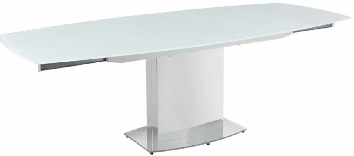 Chintaly Mavis White Contemporary Extendable White Glass Dining Table