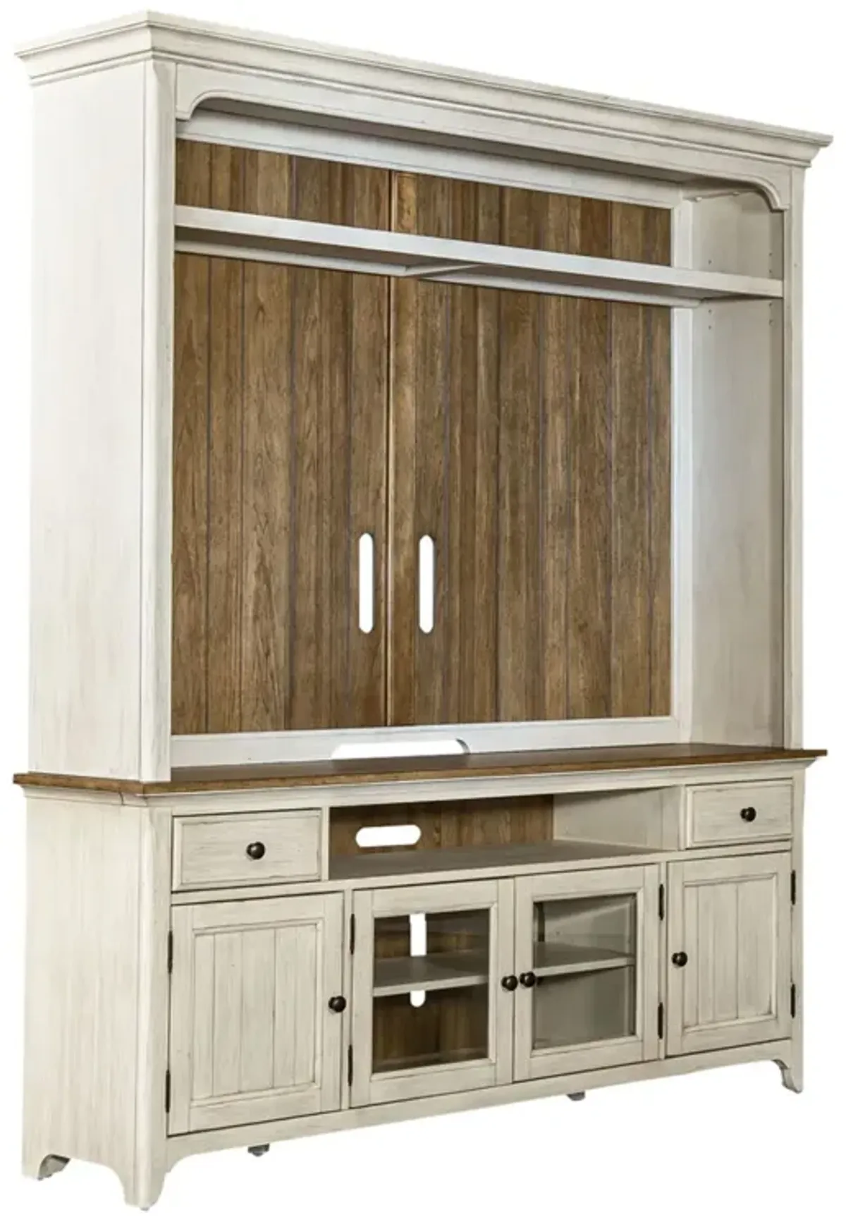 Liberty Furniture Reimagined Antique White/Chestnut Entertainment Center