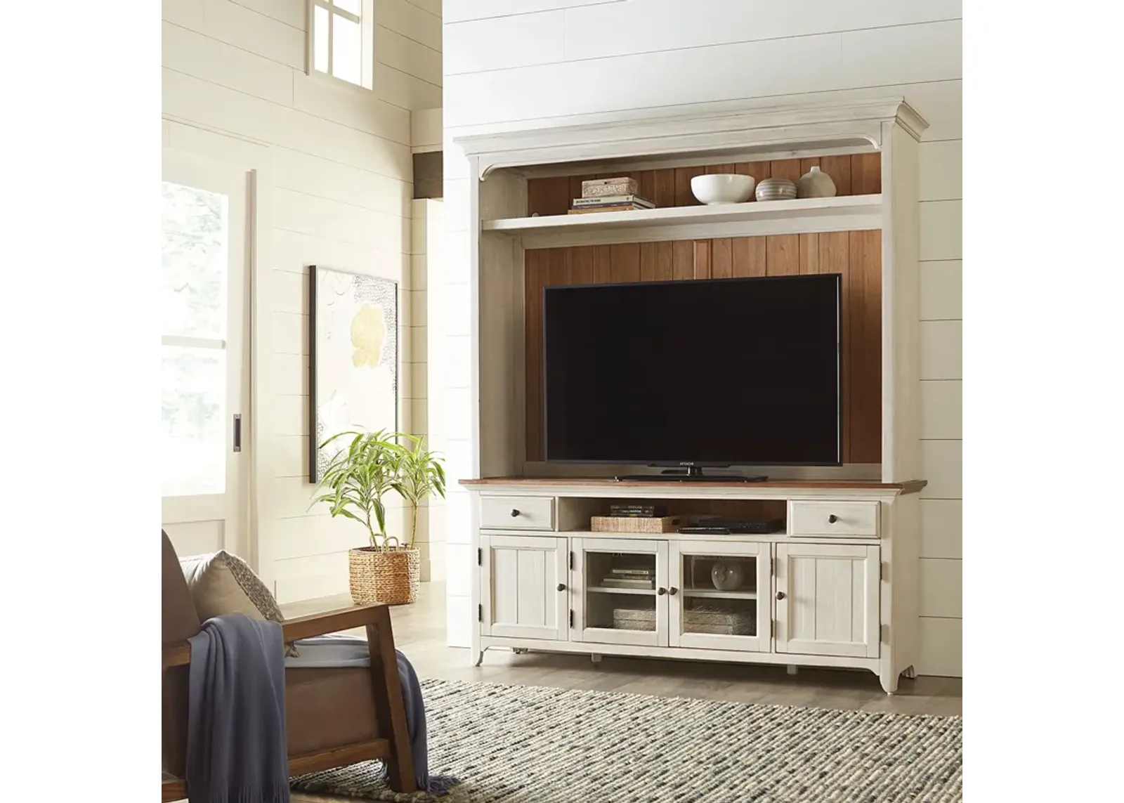 Liberty Furniture Reimagined Antique White/Chestnut Entertainment Center