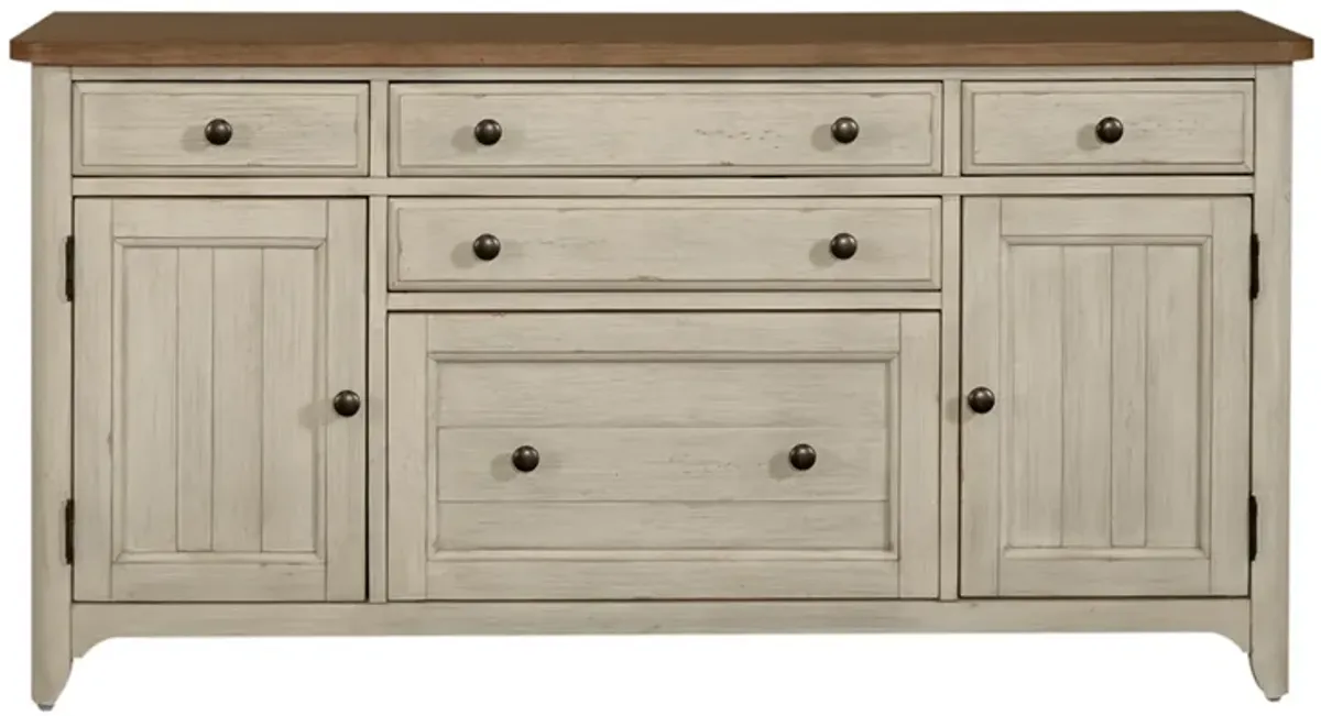 Liberty Furniture Farmhouse Reimagined Antique White/Chestnut Credenza