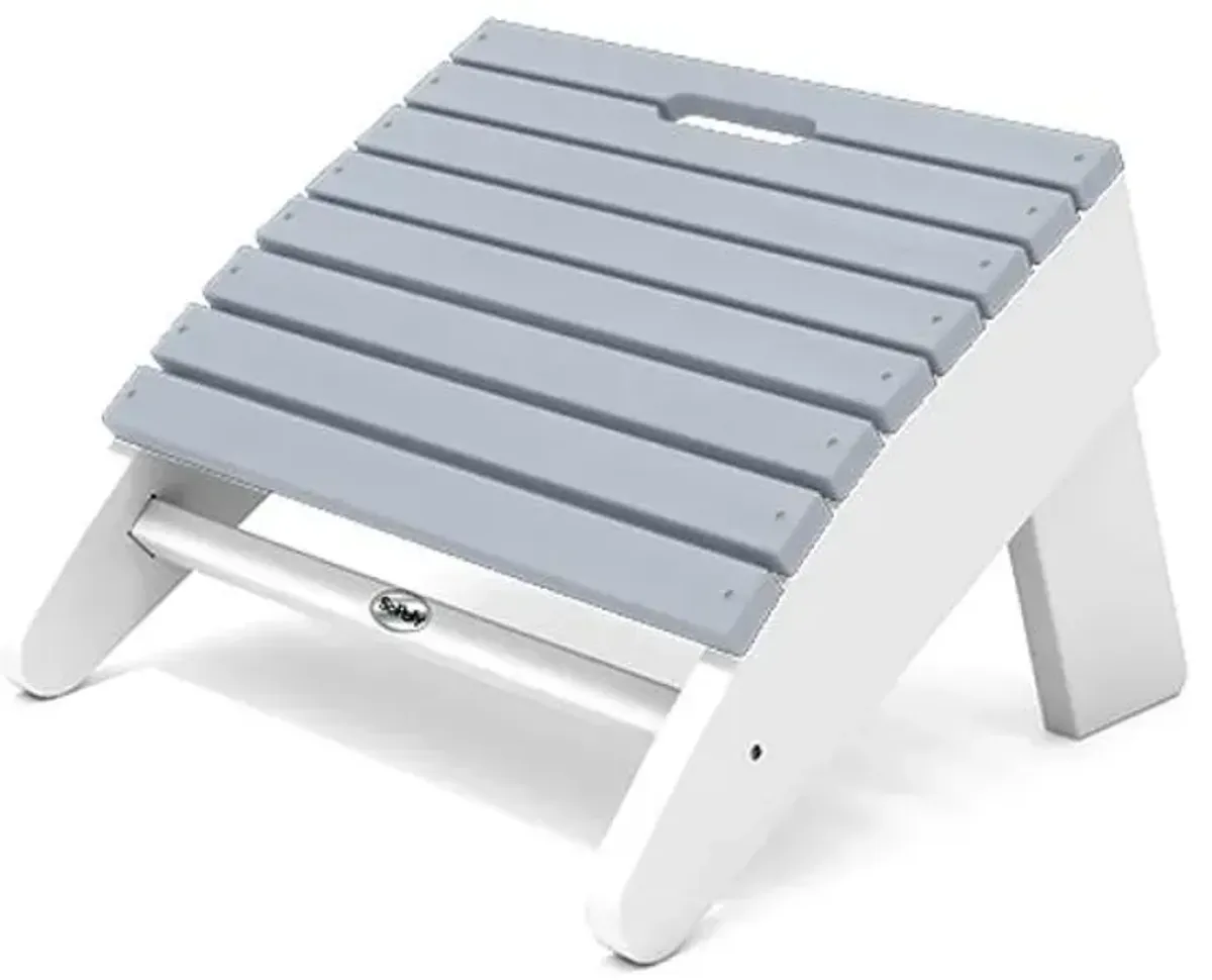 Sopoly Destin White & Heron Gray Adirondack Outdoor Grey & White Ottoman