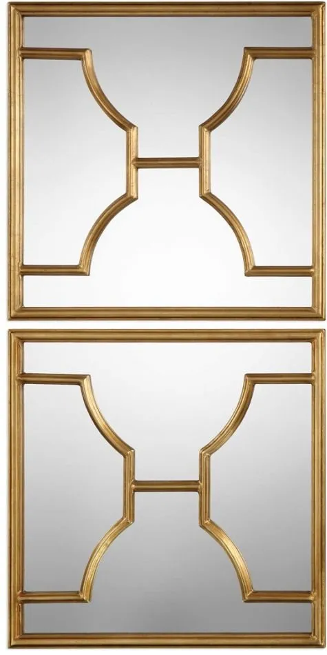 MISA 2-PIECE GOLD SQUARE MIRRORS