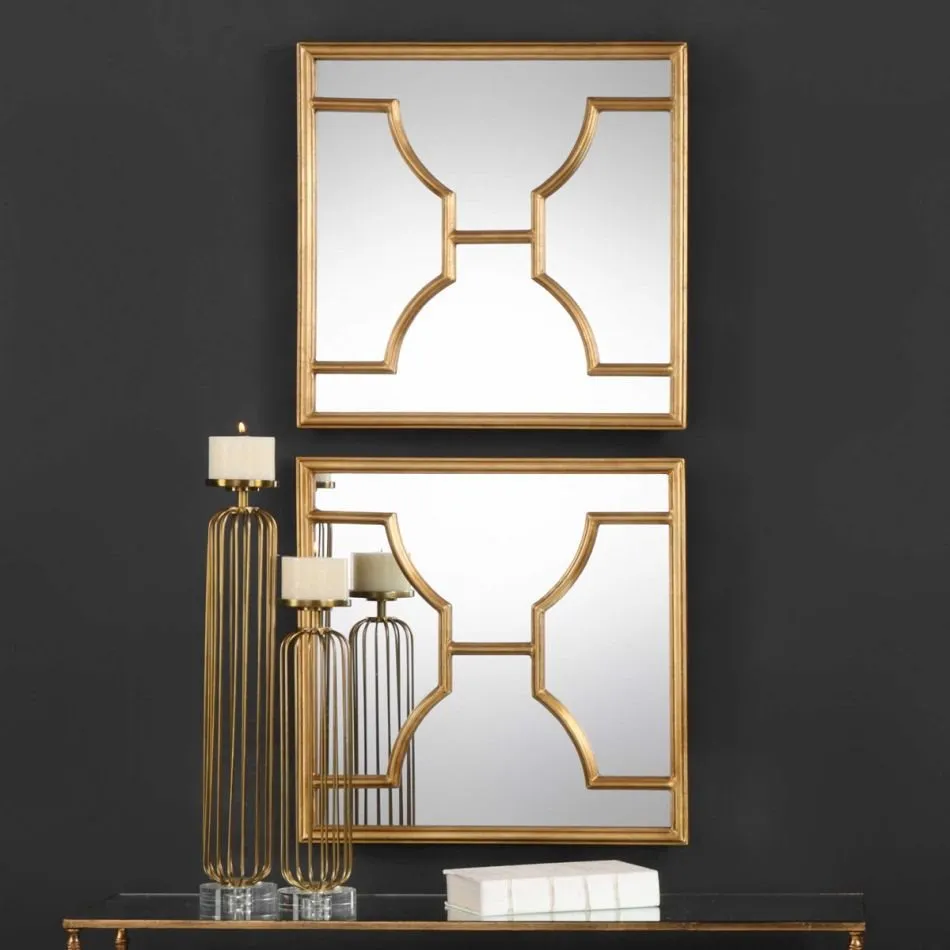 MISA 2-PIECE GOLD SQUARE MIRRORS