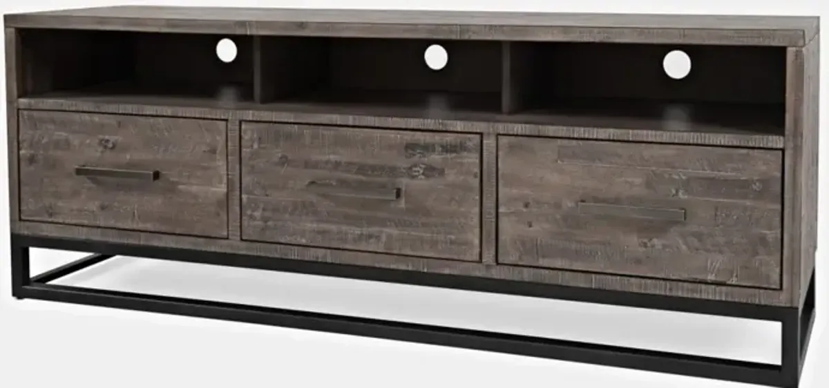 Jofran East Hampton 70 Inch Distressed Grey Media Entertainment TV Stand